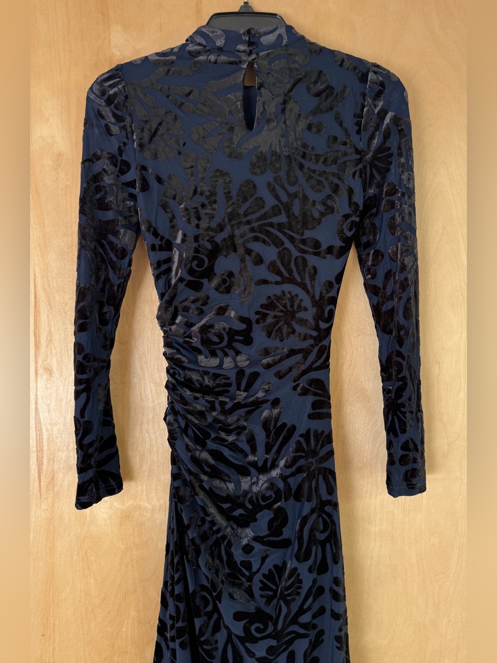 Sea New York Alia Stretch Burnout Velvet Midi Dress Navy Blue Black NWT XS - Picture 13 of 14